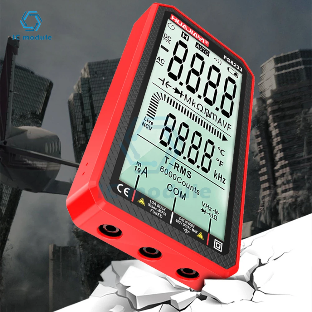 FS8233 Rechargeable Digital Multimeter Touchscreen Automatic Smart Multimetro 6000 Count Multitester Ammeter Tester