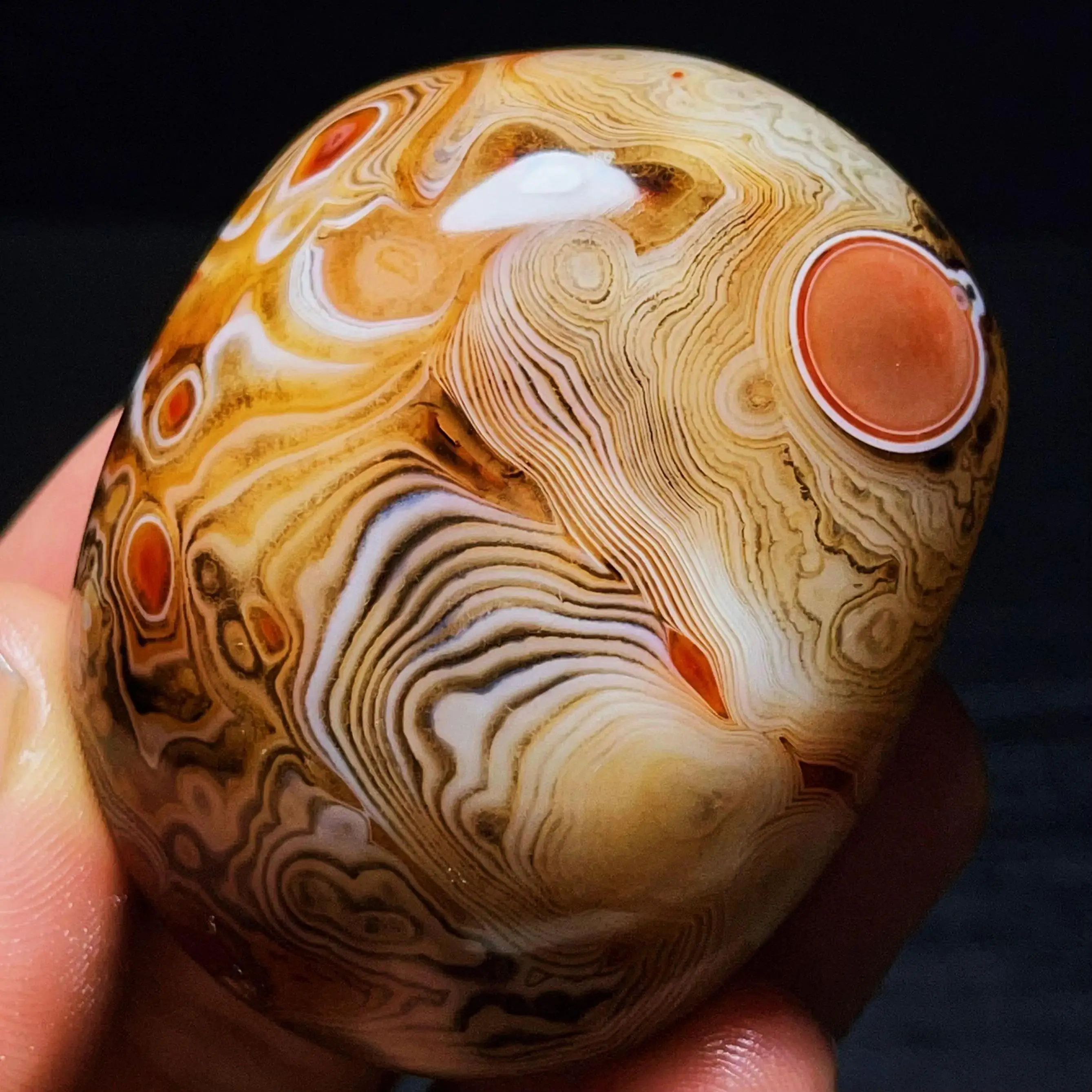 Vibrant Color Banded Agate Palm Stone, Tumbled Polished, Authentic Stone, Birthday Gift, Natural Stone, Crystal Collection