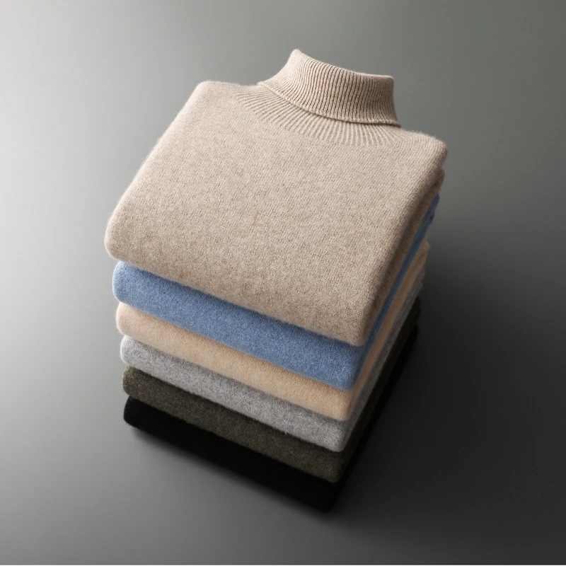 

Men's High Collar First-line Clothing 100% Pure Cashmere Sweater Autumn New Loose Knit Pullover Leisure Long Sleeve Jacket Tops