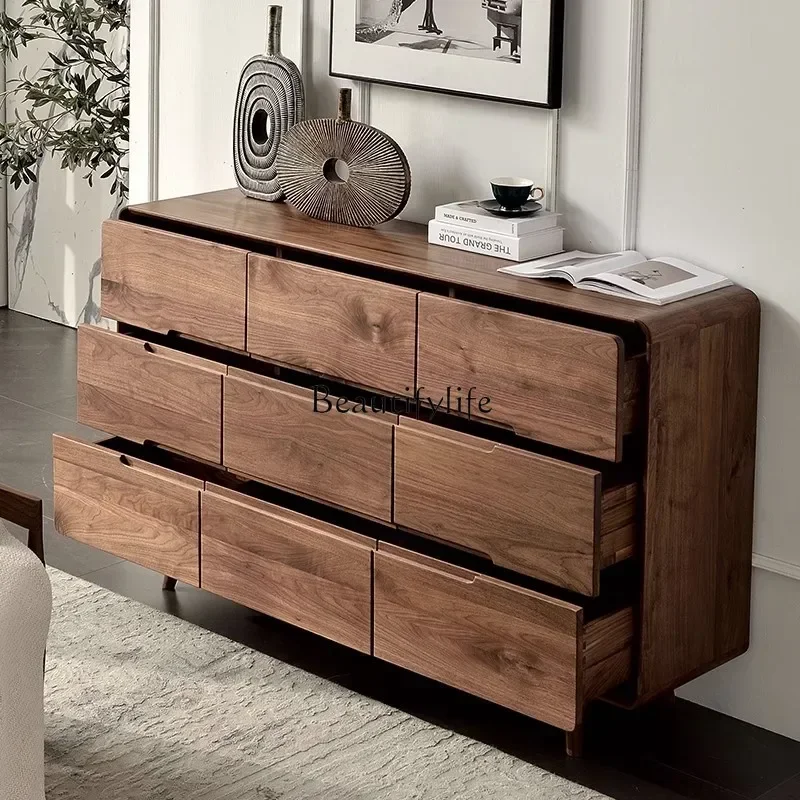 

yj5 Nordic solid wood Bedroom drawer storage Living room cabinet against the wall