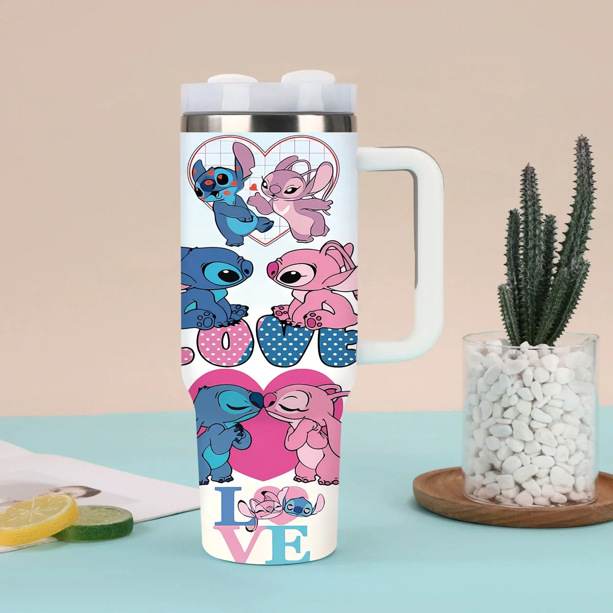 كوب سيارة 40 أونصة بمقبض ترمس من الفولاذ المقاوم للصدأ كوب ثلج للسيارة Big Mac #6