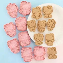 Olá kitty criativo personagem dos desenhos animados faca de biscoito diy molde de pão carimbo gravação bolo molde ferramenta de cozimento brinquedo