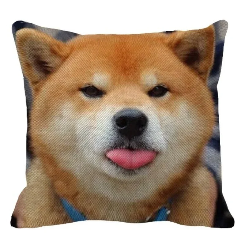 Cute Pet Dog Cushion Cover Shiba Inu Throw Pillow Cover Living Room Sofa Cushion Cover Home Decoration Pillowcase 45*45cm