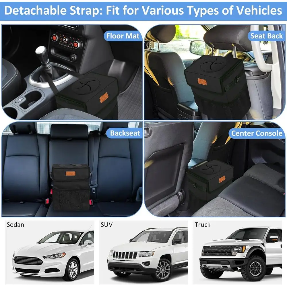 Car Trash Can Bin Back Seat Leak Proof, Cute Car Trash Bag Hanging, Vehicle Trash Can SUV Truck Van, Automotive Garbage Cans Fro view 6