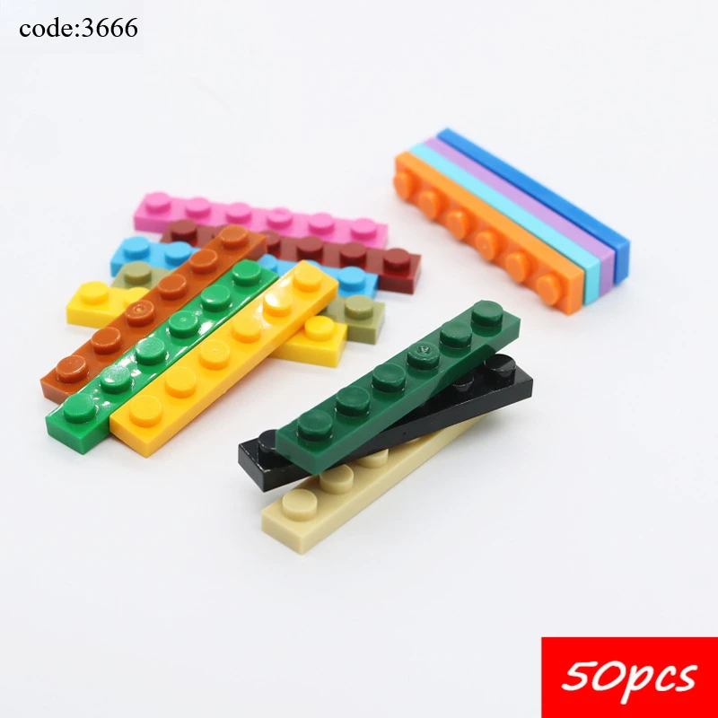 

50PCS Assembles Particles Brand 3666 Plate 1x6 Building Blocks Bricks Parts DIY Assembly Educational Toy For Children Kids Gifts