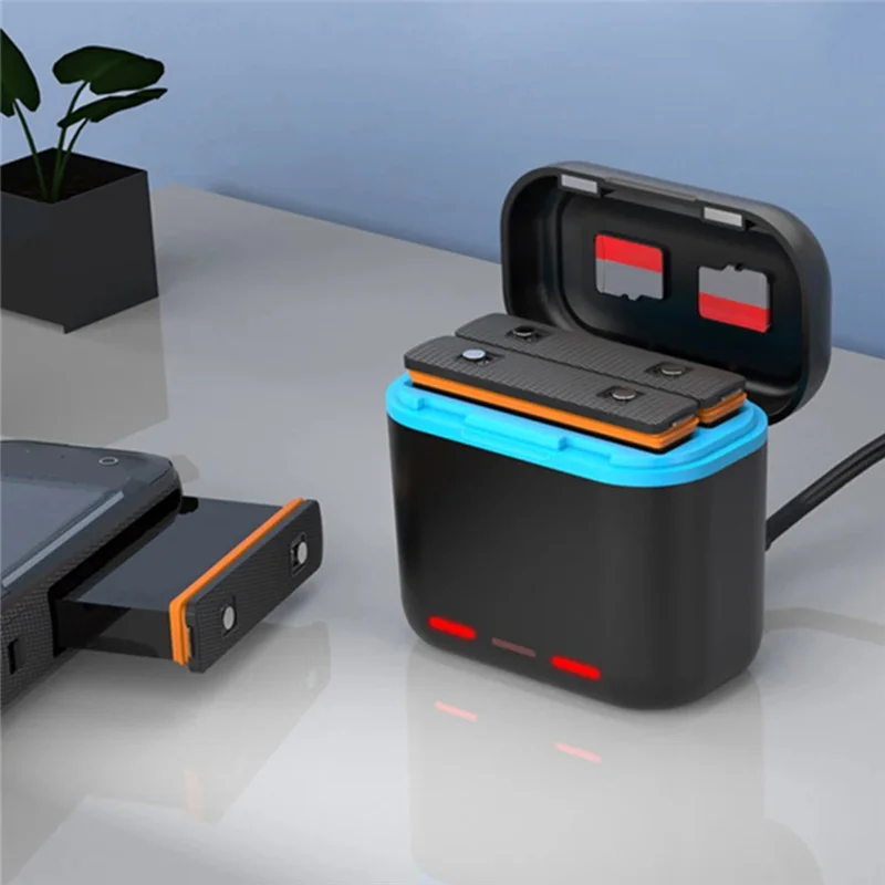 -A25M Carregador de bateria de 2 canais com slots para cartão SD Estação de carregador de bateria Carregador de carregamento rápido para câmera Insta360 X3