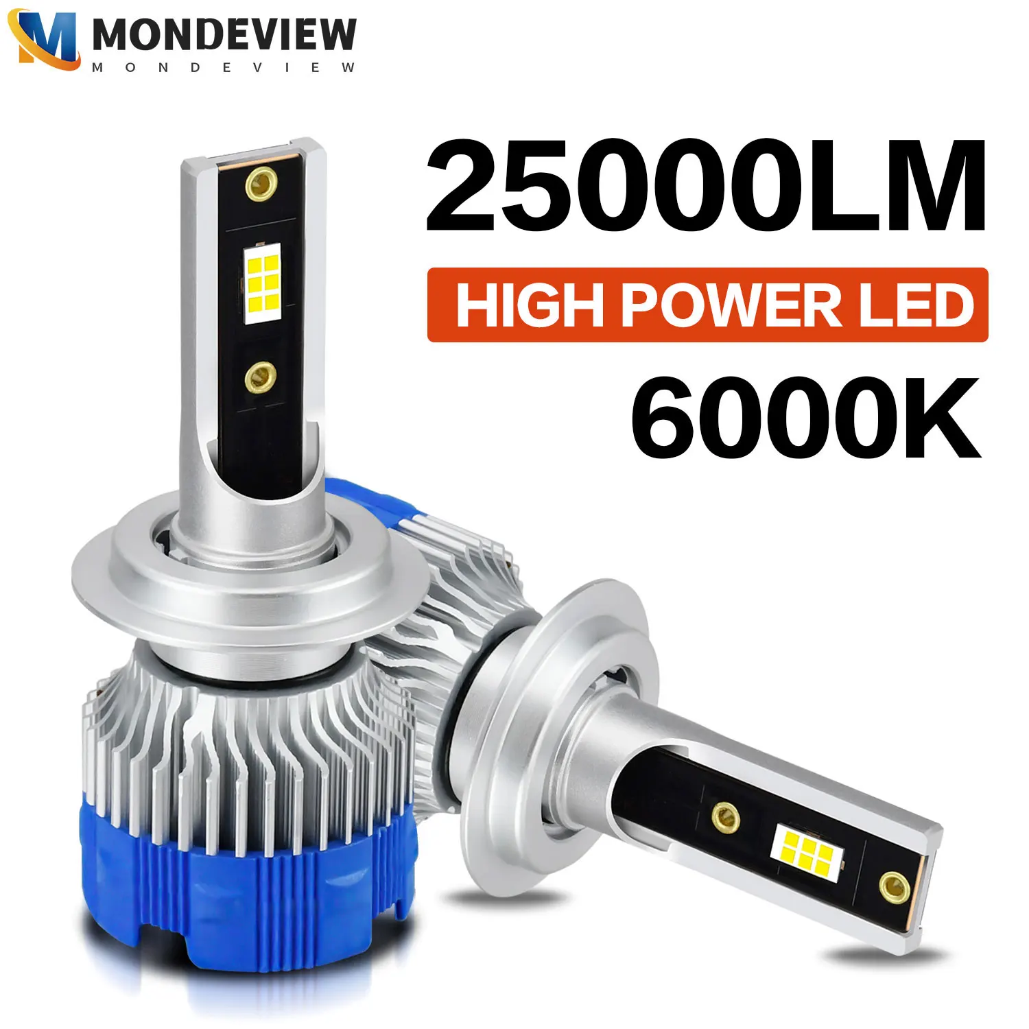 

MONDEVIEW 2pcs K7S high brightness car headlight H1 H4 H7 H11 9005 9006 LED bulb 2500W high-power 25000LM running light