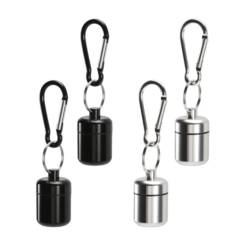 Beauty 4 Pack Ear Plug Carrying Case Keychain, Portable Keychain Pill Case, Waterproof Metal Earplug Case Small Pill Container