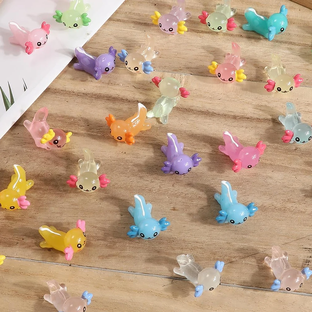 16/32pcs Mini Resin Axolotl Miniatures, Cute Fairy Garden Animal Figurines Ornament, Micro Landscape DIY Craft Decoration