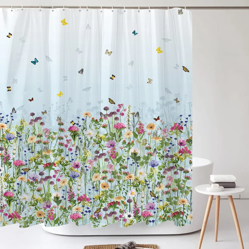 Dandelion Natural Flowers Shower Curtains Waterproof Bathroom Curtain Bath Curtain High Quality With Hooks Shower Curtain