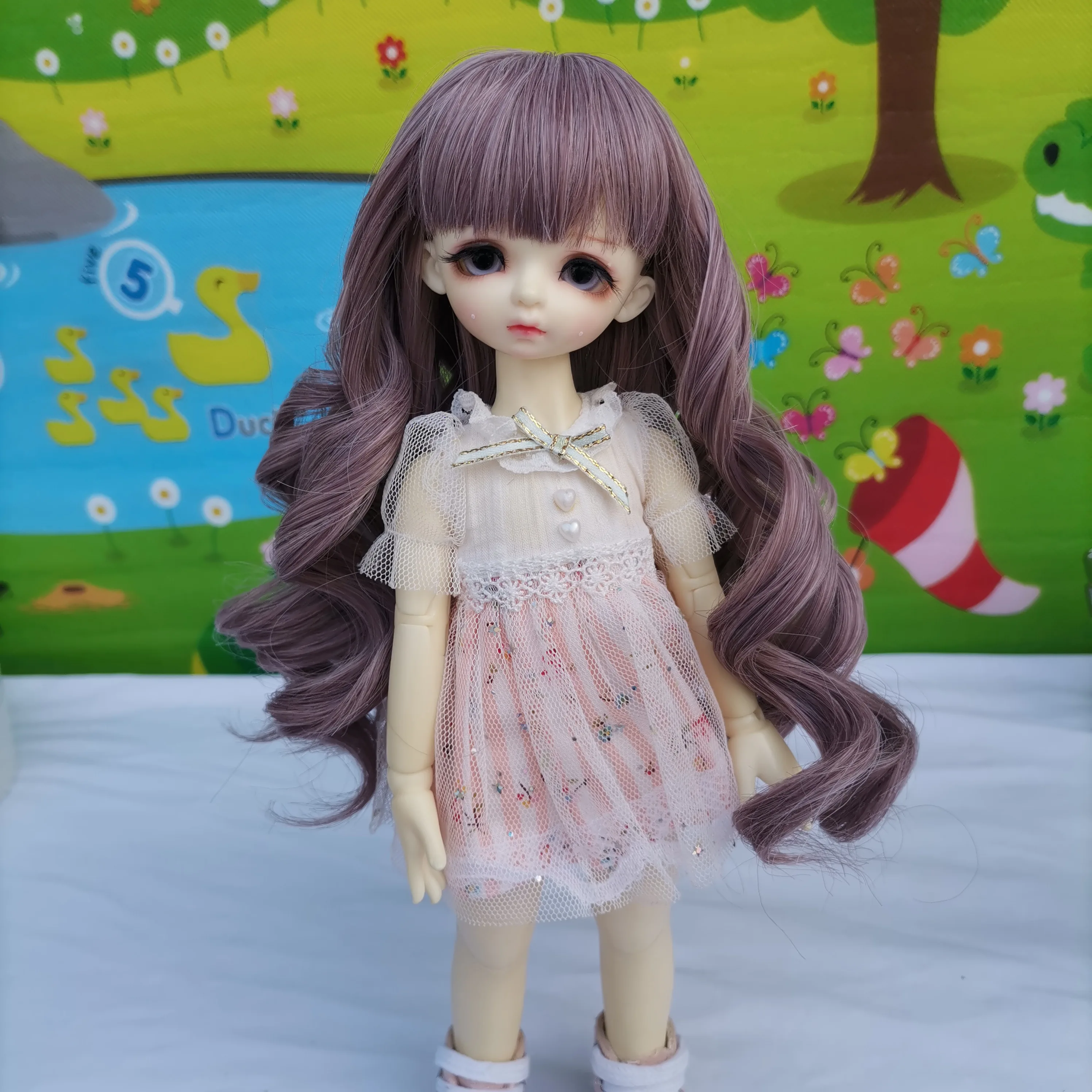 

BJD doll wig suitable for 1/3 1/4 1/6 size bjd girl wig medium split instant noodle roll big wave bangs doll accessories