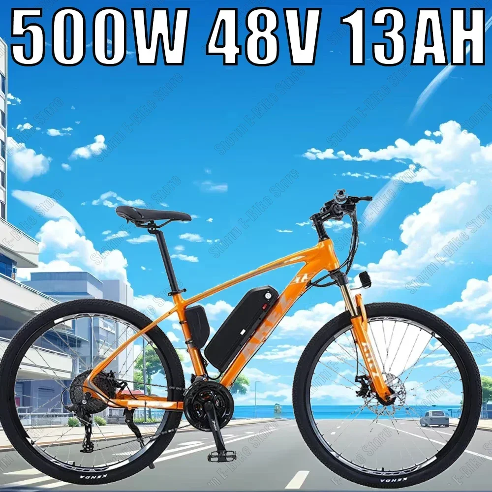 AKEZ Mountain Electric bicycle 500W Motor 48V13AH Lithium battery 50KM/H Adult Electric Bike 27speed urban road electric bicycle