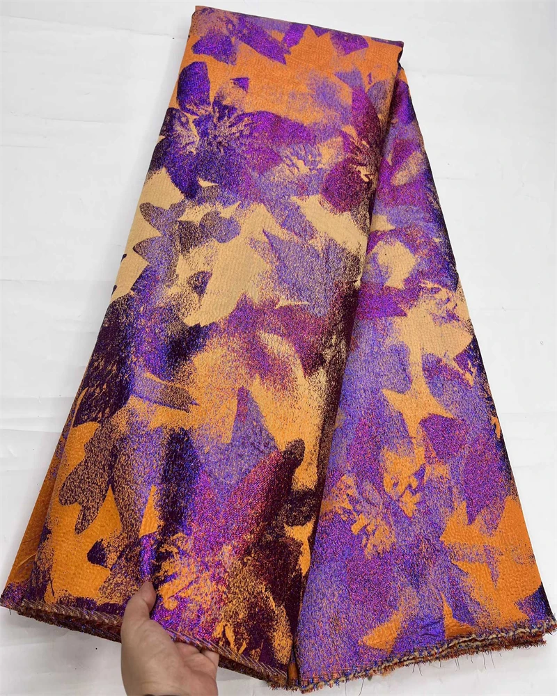 Brocado de Jacquard africano para mujer, tela de lujo, Material Floral Damasco, encaje dorado nigeriano, Brocard Tissu para manualidades de moda