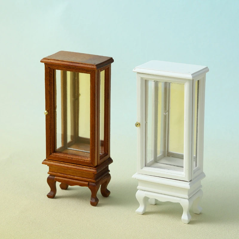 Armario de cristal de simulación en miniatura para casa de muñecas, modelo de armario de almacenamiento, muebles, accesorios para decoración de casa de muñecas, juguetes, 1/12