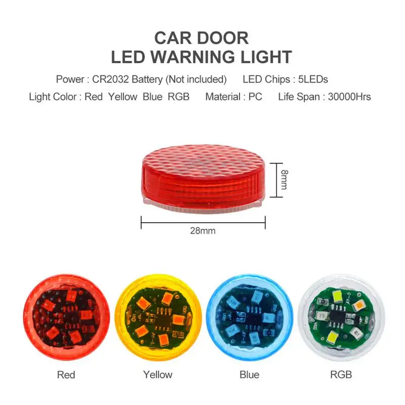 Car Door Bright Sensor Light 5pcs Auto Body Signal Light Anti Rear-End Collision Warning Light Car Decorations Accessories