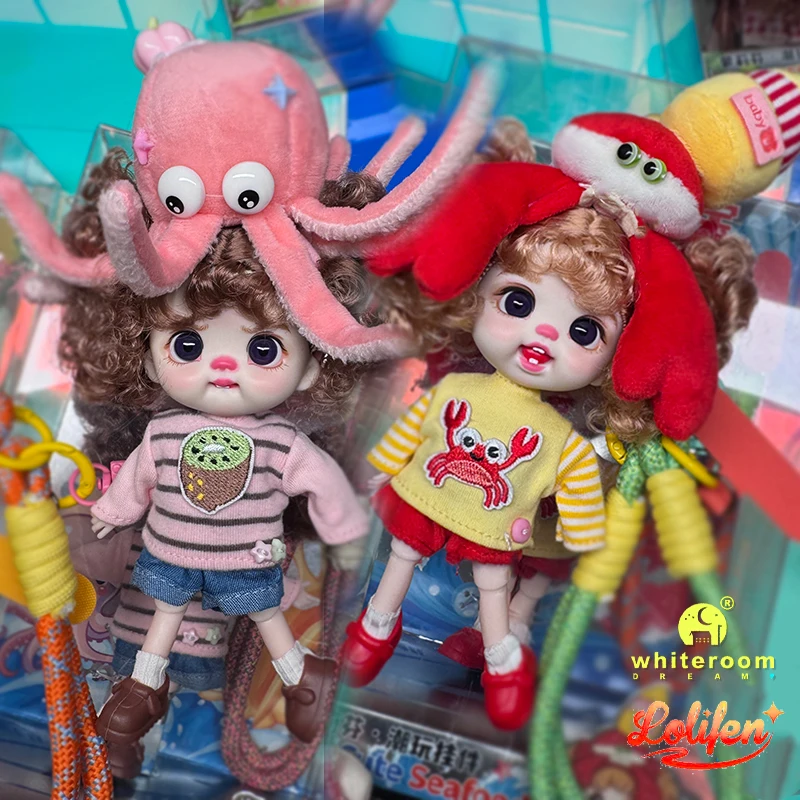 Luolifen Doll 13cm BJD Doll Handmade Stereo Cotton Filling Plant Marine Animal Series Doll DIY Replaceable Clothing Pendant Toy