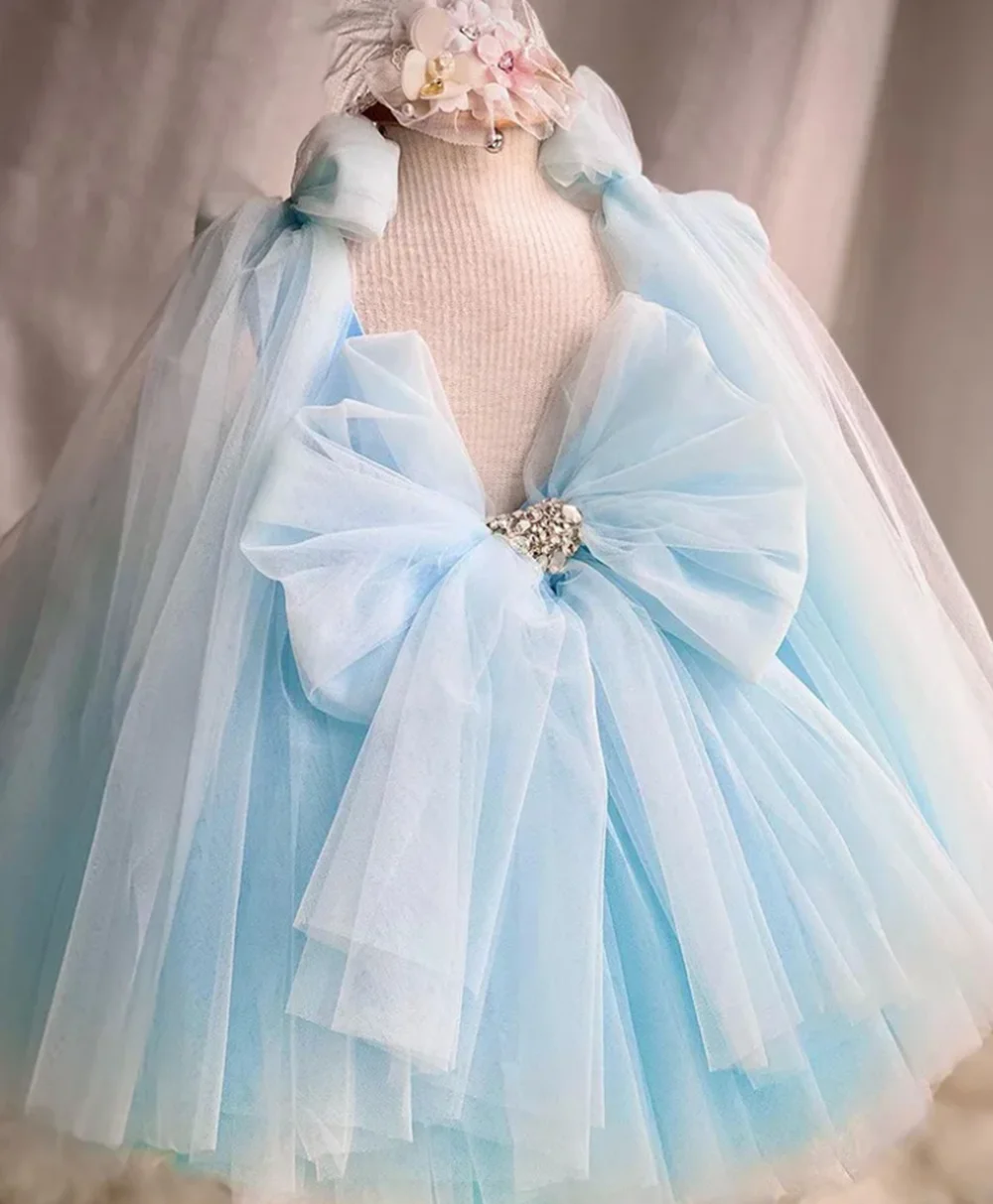 Luxuriöses und elegantes Schmetterlingsmädchen-Prinzessinnenkleid für 0–6 Jahre, formelle Jubiläumsfeier, flauschiges Kleid, Modellkunst, Aufführung