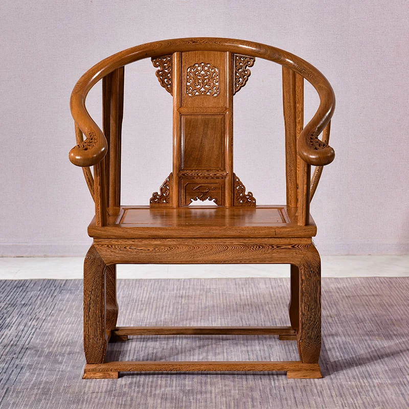 

Rosewood Furniture Door Frame round-Backed Armchair Chinese Solid Wood Armchair Palace Chair Crown Backrest Royal Chair