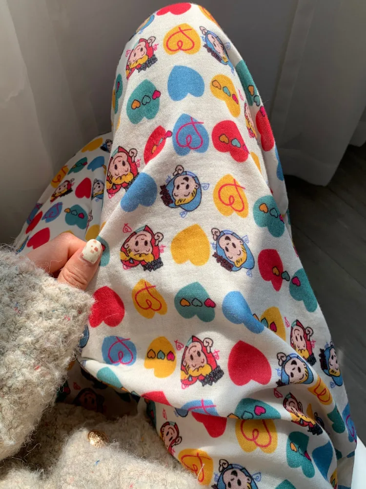 

2024, весна-лето, свободные домашние брюки из чистого хлопка с героями мультфильмов, женские персонализированные длинные брюки, повседневные удобные брюки