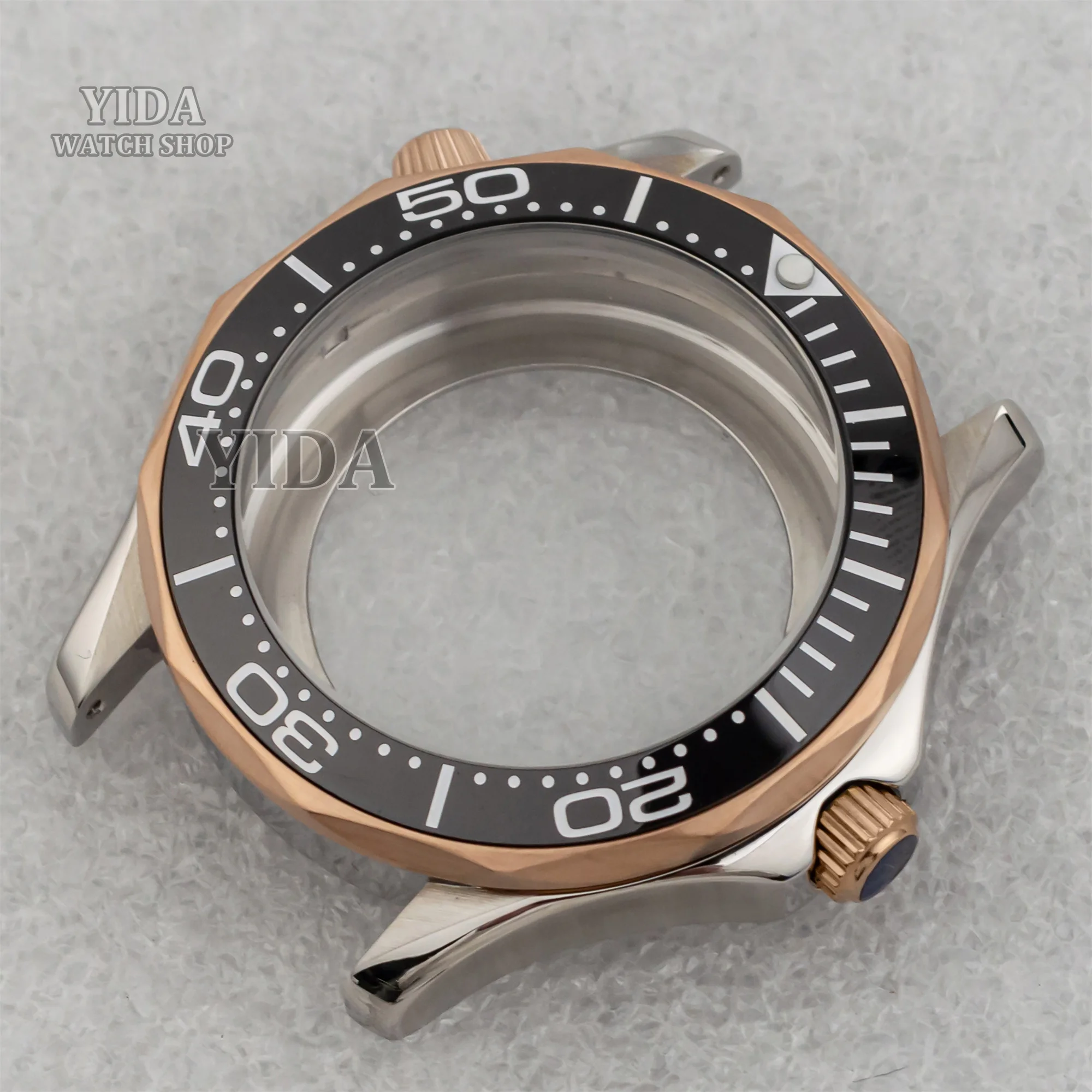 Para seamaster 300 caixa de relógio 41mm prata rosa ouro caso nh35 nh36 movimento automático 100m waterpoof mod peças relógio acessórios