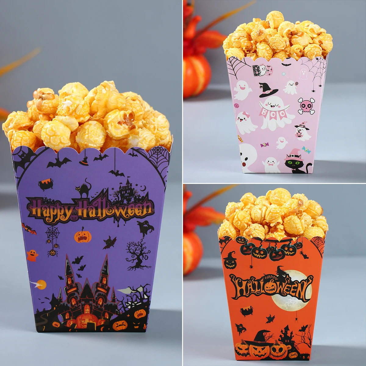 Halloween Popcorn Box Happy Halloween Party Candy Cookie Boxes Halloween Ghost Pumpkin Snack Box Decor Trick Or Treat Favors