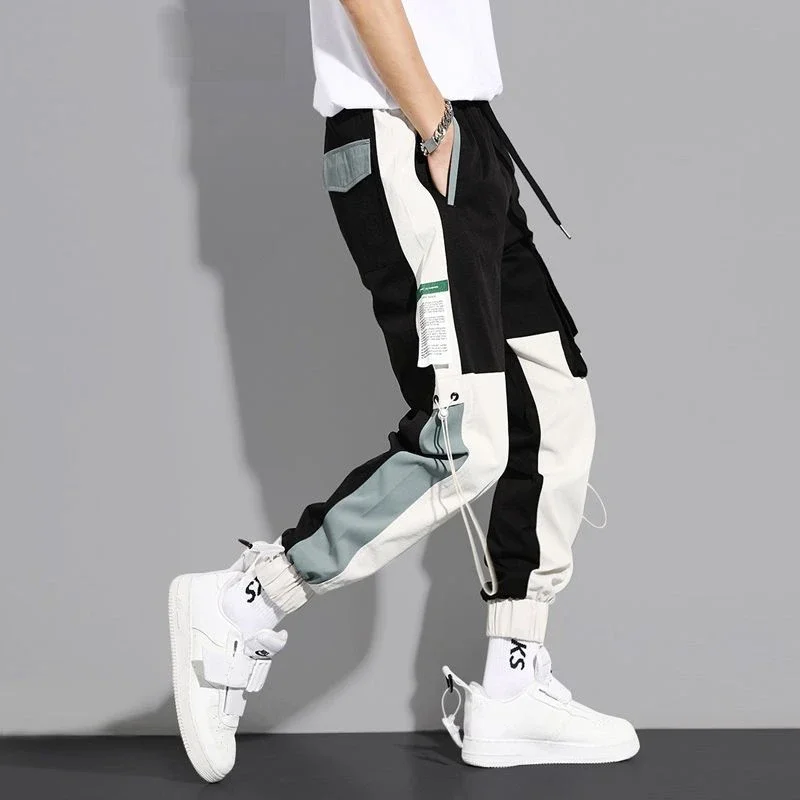 Cargo Pants for Men Stacked White Multipockets Trousers Man Harem