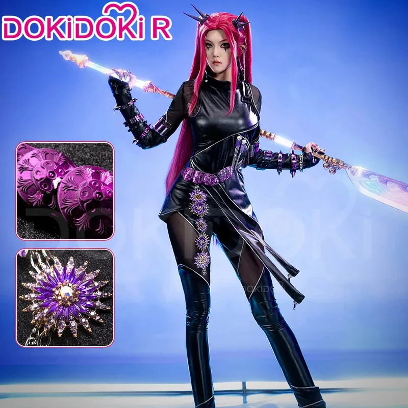 Disfraz de Cosplay LQMira Zoey Rumi Kpop Demon Hunters【S-4XL】DokiDoki-R Halloween Zoey traje de batalla Huntrix de talla grande