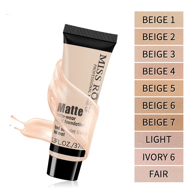 MISS ROSE Base Matte Liquid Foundation Makeup Waterproof Face Concealer Foundation Cosmetics Long-lasting Face Make Up