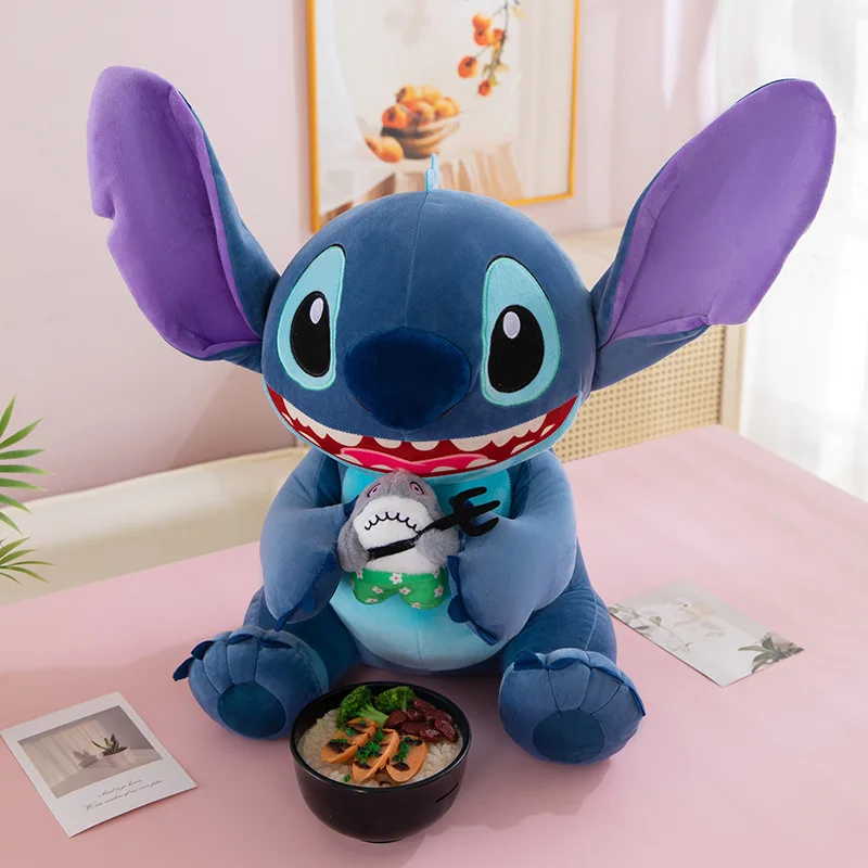 

28/60 см плюшевая игрушка Дисней Лило и Стич аниме мягкий кавайный орнамент акула мягкие плюшевые детские подарки на день рождения, Рождество, Стич кукла
