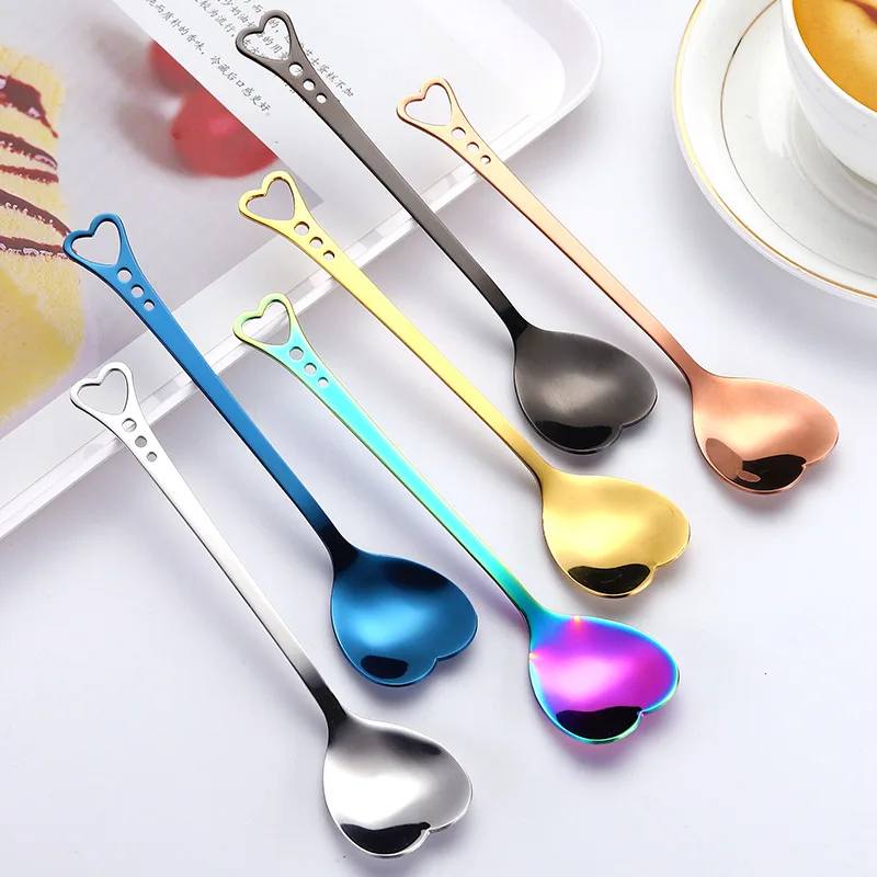 

4PCS heart-shaped spoon, stainless steel mixing spoon, used for coffee, tea, ice cream, Mother's Day desserts