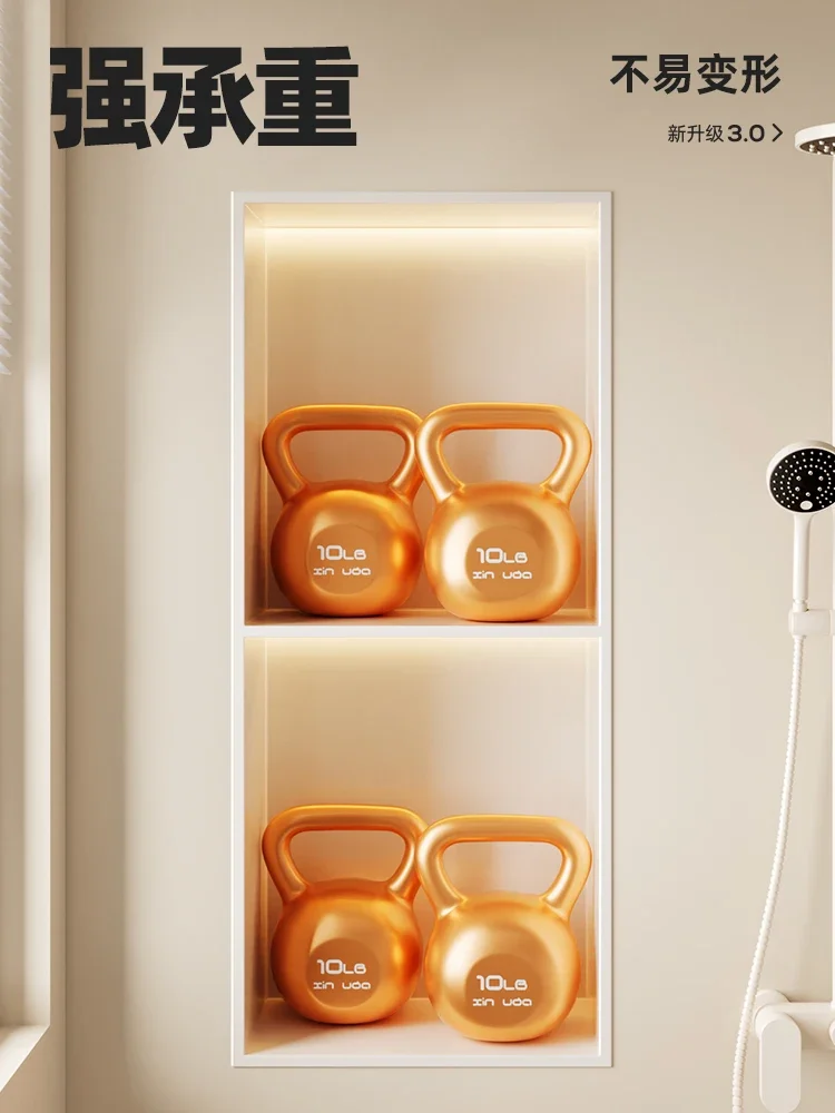 Cream Style Stainless Steel Niche Bathroom Embedded Bathroom Finished Storage Rack Metal Customized TV Cabinet Partition