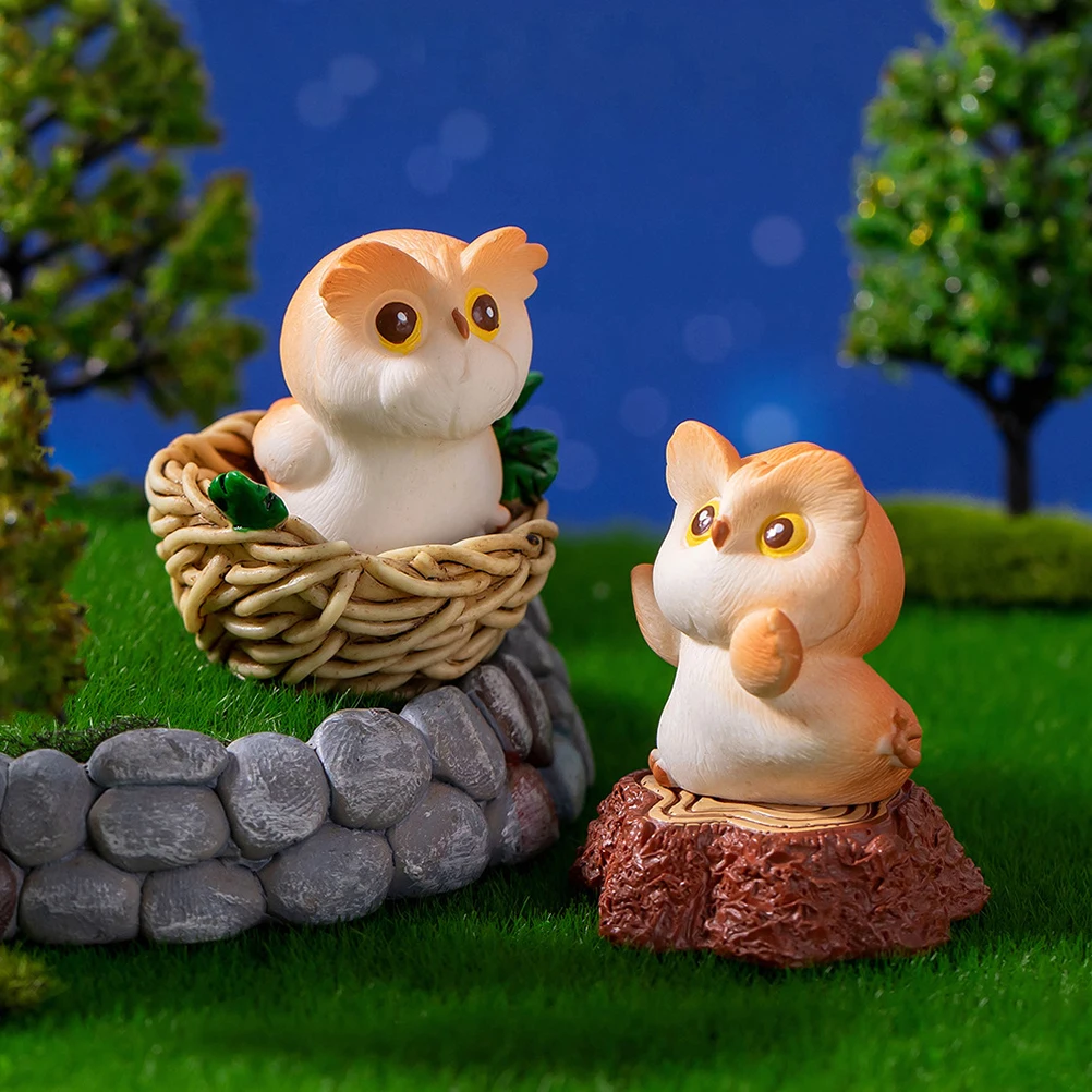 

Owl Decoration Miniature Figurines Sculpture Resin Ornaments Accessories Small Landscaping