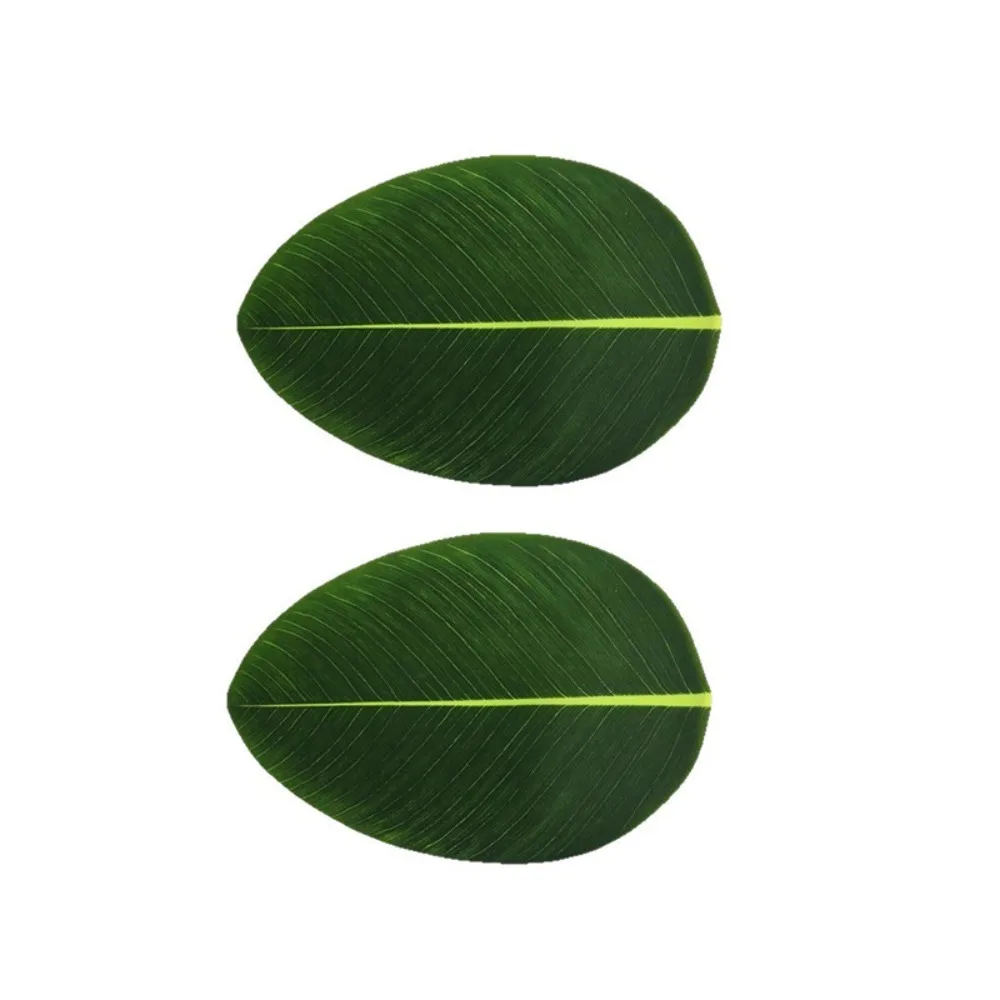 2PCS Realistic Leaf-Shaped Placemat Stain Resistant Oil-resistant Tableware Mat Waterproof Washable Heat Insulation Mat