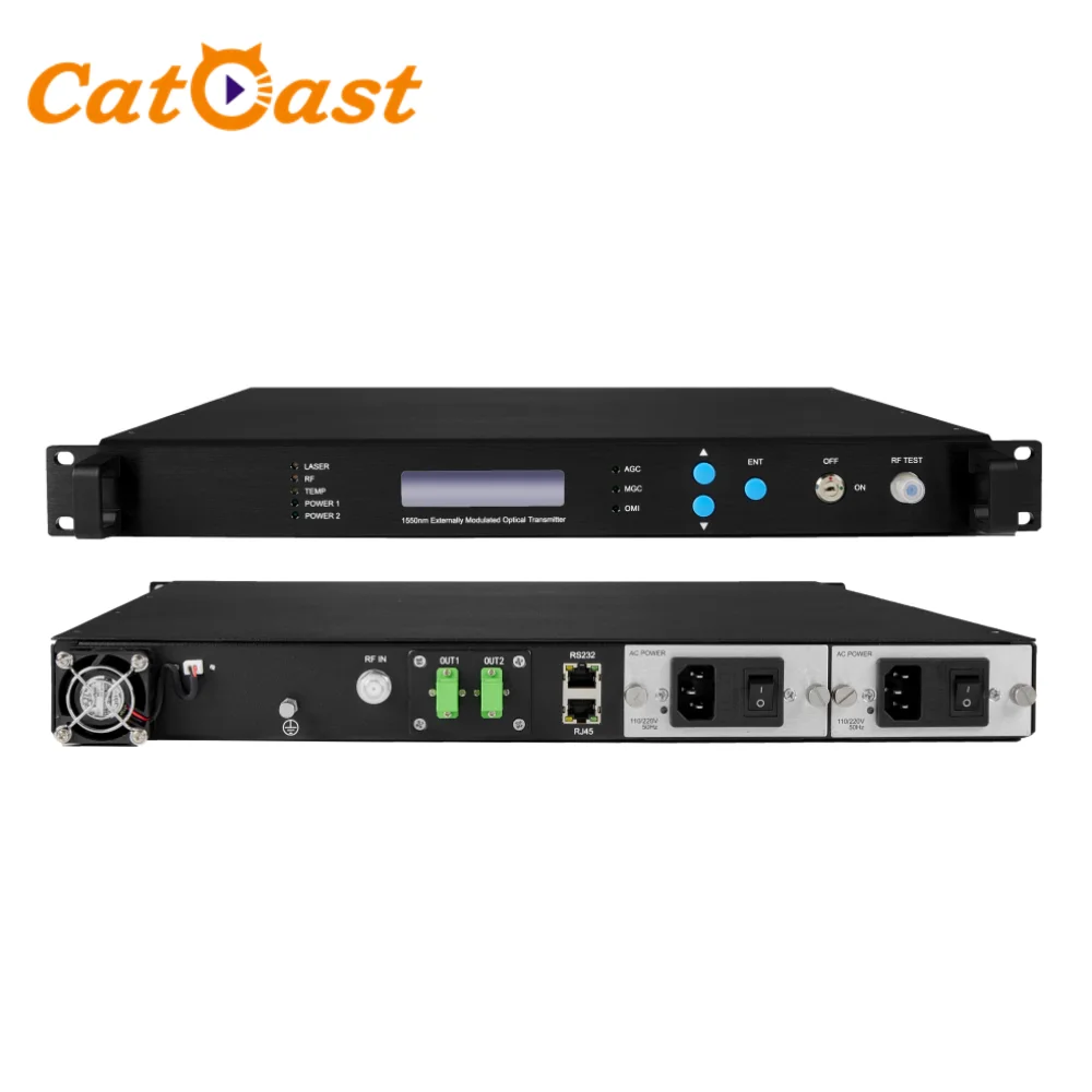 External Modulation Optical Transmitter 2 ports 10dB  200km for WDM RF SC/APC Fiber Connector