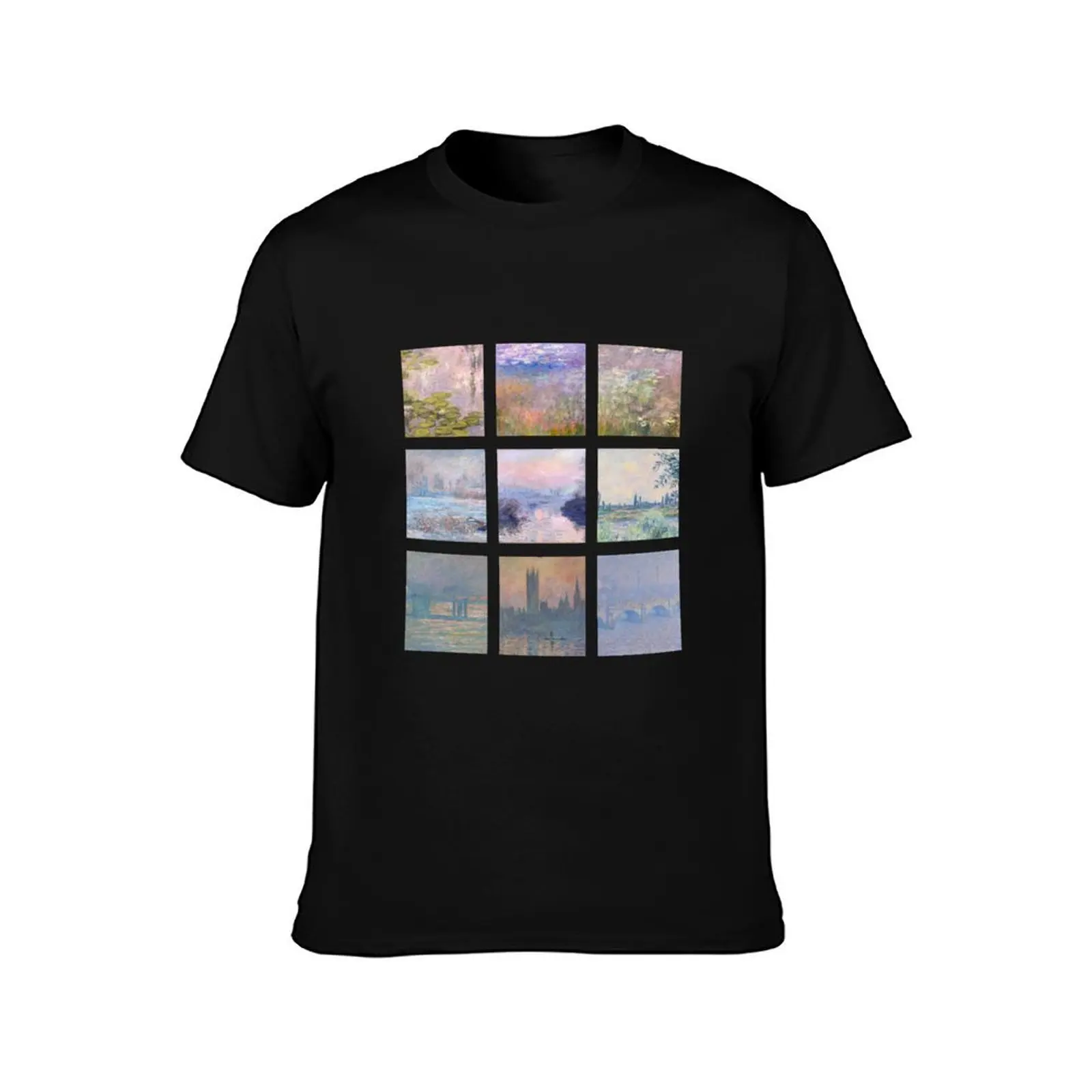 soft monet collage T-Shirt Casual Street Style Short Sleeve Tee T-Shirt