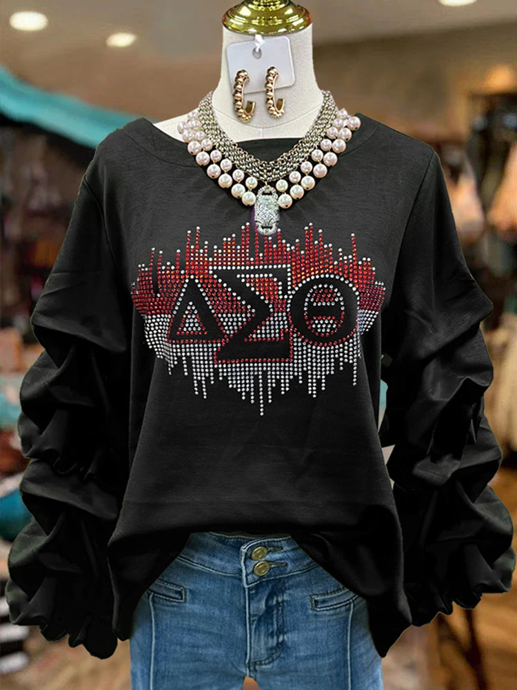 Pleated Rhinestone Delta Sigma Theta Sweatshirt