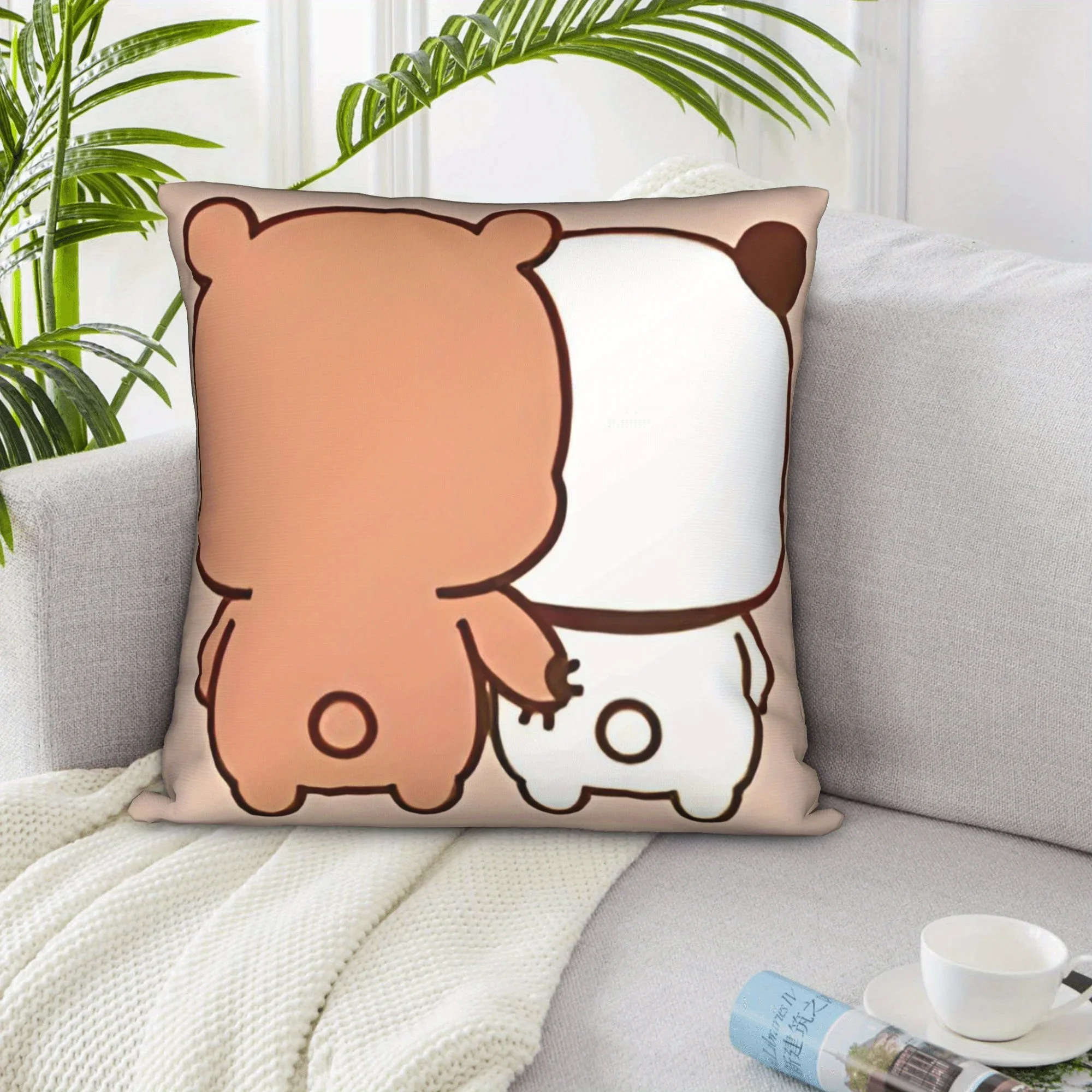 1PC Bubu Dudu Milk Mocha Bear Pillow Cover Invisible Zipper Pillowcase For Home Decor