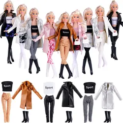 Nieuwe lederen kleding voor poppen 30 cm jurk jas broek schoenen vrijetijdskleding kleding en accessoires voor pop baby speelgoed kerstcadeau