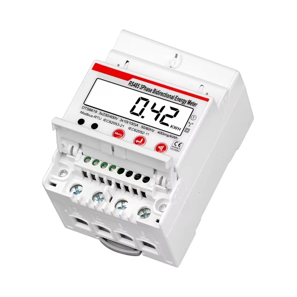 A19F-Photovoltaic Energy Meter 3 Phase Bidirectional RS485 Modbus DIN Rail KWH Voltage Current Power Frequency HZ