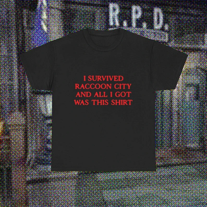 I Survived Raccoon City T-shirt Resident Evil Y2K Horror Game Print Grunge Aesthetic Clothes Cotton T-shirt Harajuku Casual Tops