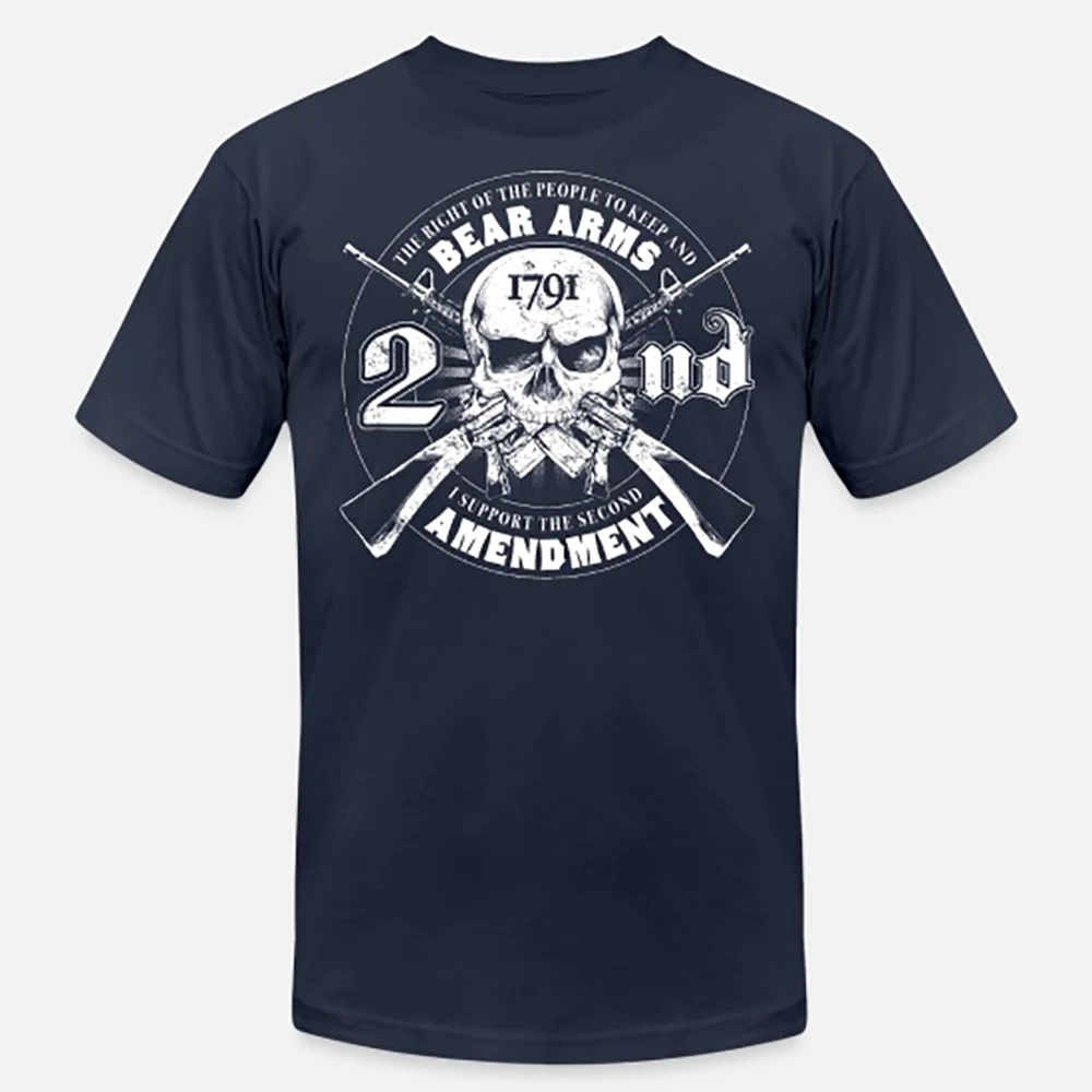 2nd Amendment Crossed Rifles Skull Gun Rights T-Shirt 100% Cotton O-Neck Short Sleeve Summer Casual Mens T-shirt Size S-3XL