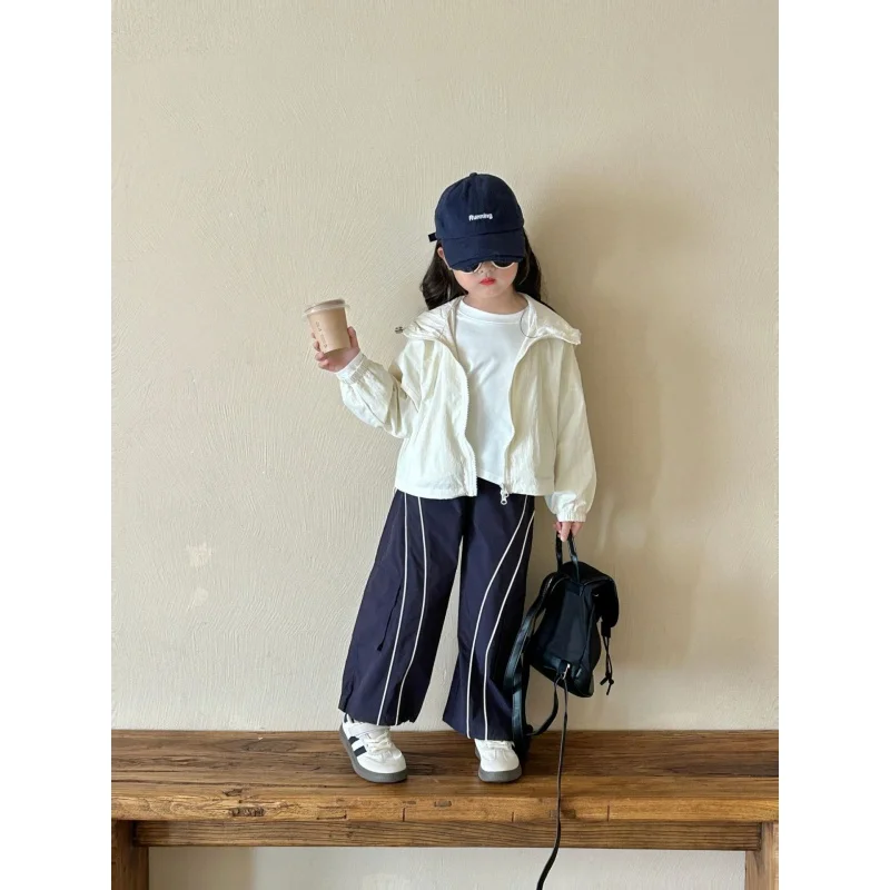 Girls' Suit2024Autumn New Children Casual Coat Children Outerwear Casual Pants Long Sleeve Top Western Style