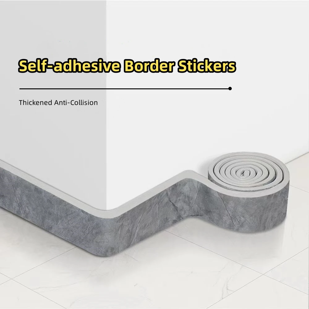 2m x 8cm selbstklebende Sockelleiste, Wandaufkleber, Türrahmen, Antikollisionsleiste, Zierleiste, dekorative Wandeckleiste