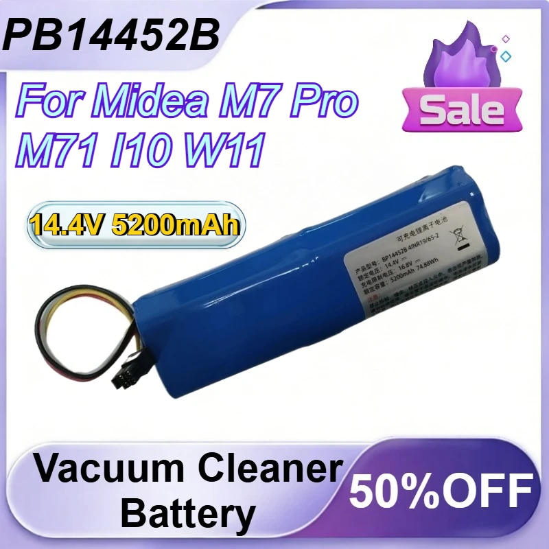 

PB14452B 4INR19/65-2 14.4V 5200mAh Battery for Midea M7 Pro M71 I10 W11 Rechargeable Vacuum Cleaner Lithium Battery