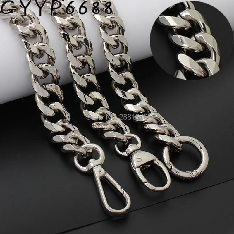 

1-5pcs silver 19mm thick Aluminum chain Light weight bags strap bag parts DIY handles easy matching Accessory Handbag Straps Bag