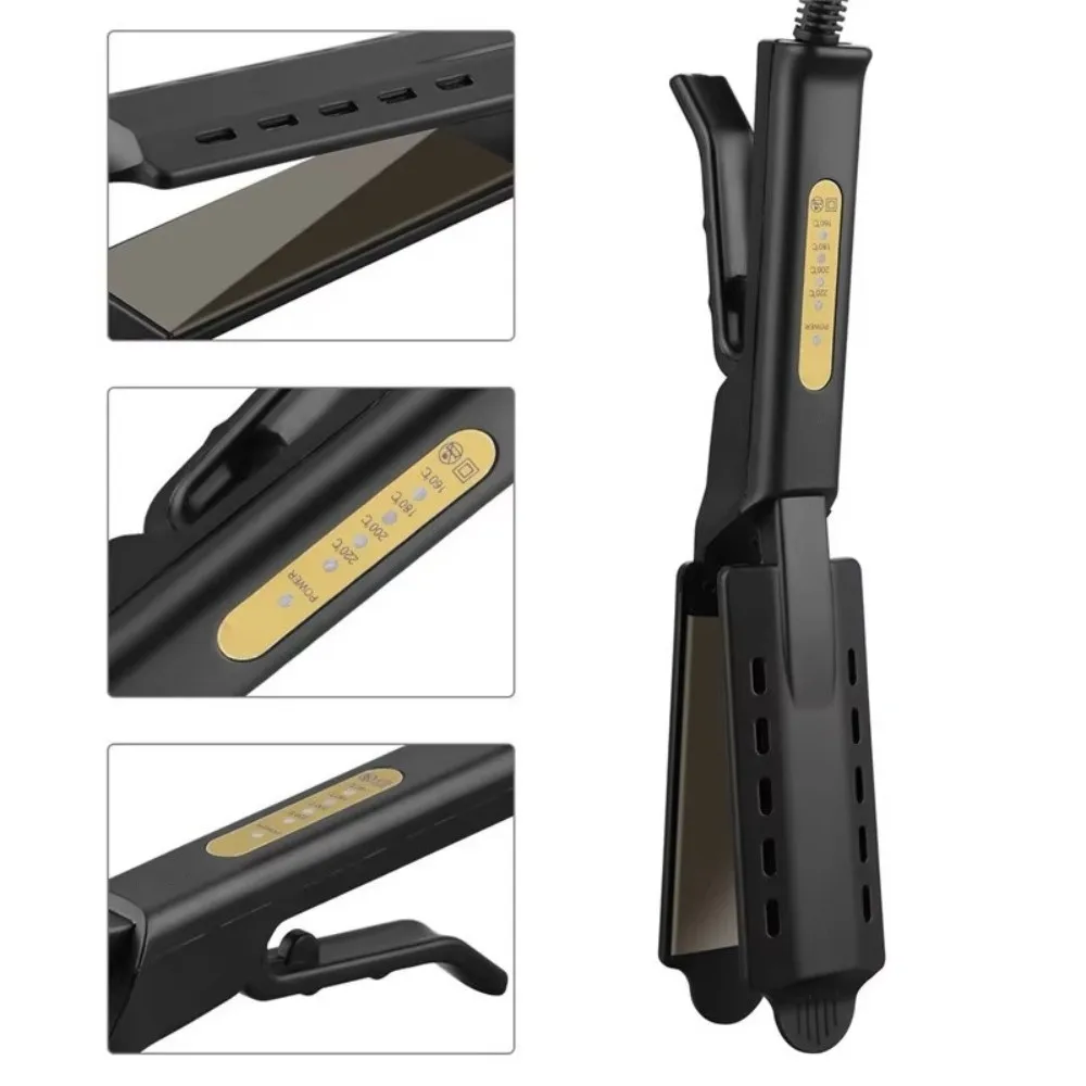 

2 in 1 Hair Straightener Wide Plate with Venting Hole Flat Iron Fast Heating Temperature Adjustable Straightening Iron Home Use