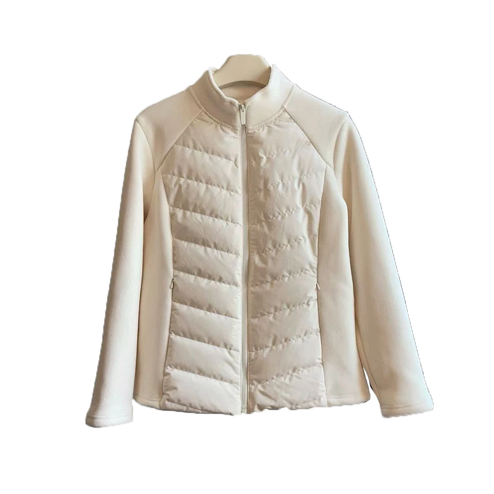 Slanke donsjassen voor dames Winter Nieuwe warme zachte fleece patchwork Outerwears Harajuku Casual All-Match effen winddichte jassen