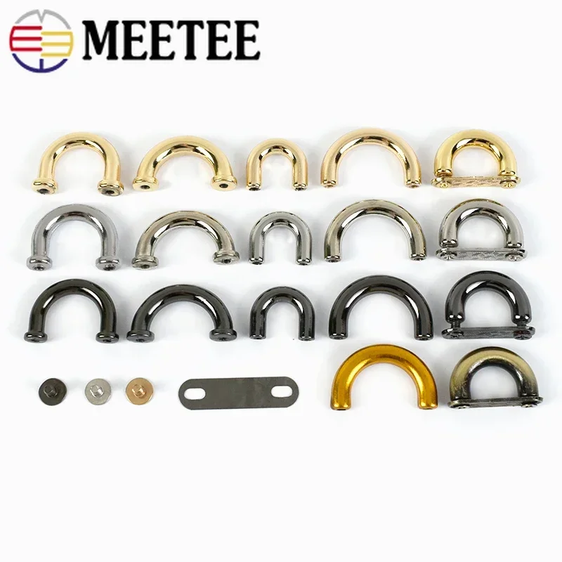 5Pcs Meetee 9-20mm Metal Bag Arch Bridge Buckle D Ring Handbag Strap Connector Clasp Decoration Hook DIY Hardware Accessories