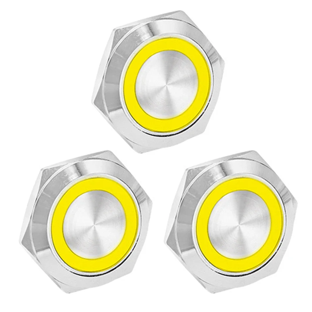 

Set of 3 Waterproof Push Button Switches with LED Lights Designed for Use in Both Automotive and Industrial Environments