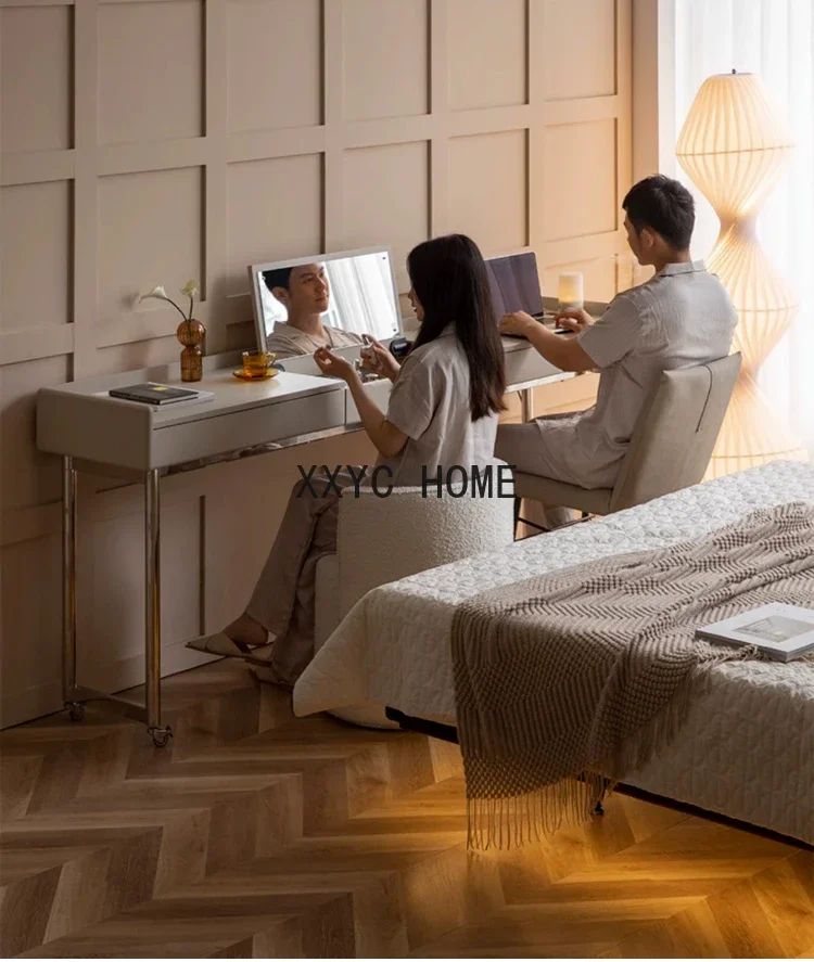Affordable Luxury Style Bedroom Portable Table Italian Simple Long Bedside Table Computer Desk